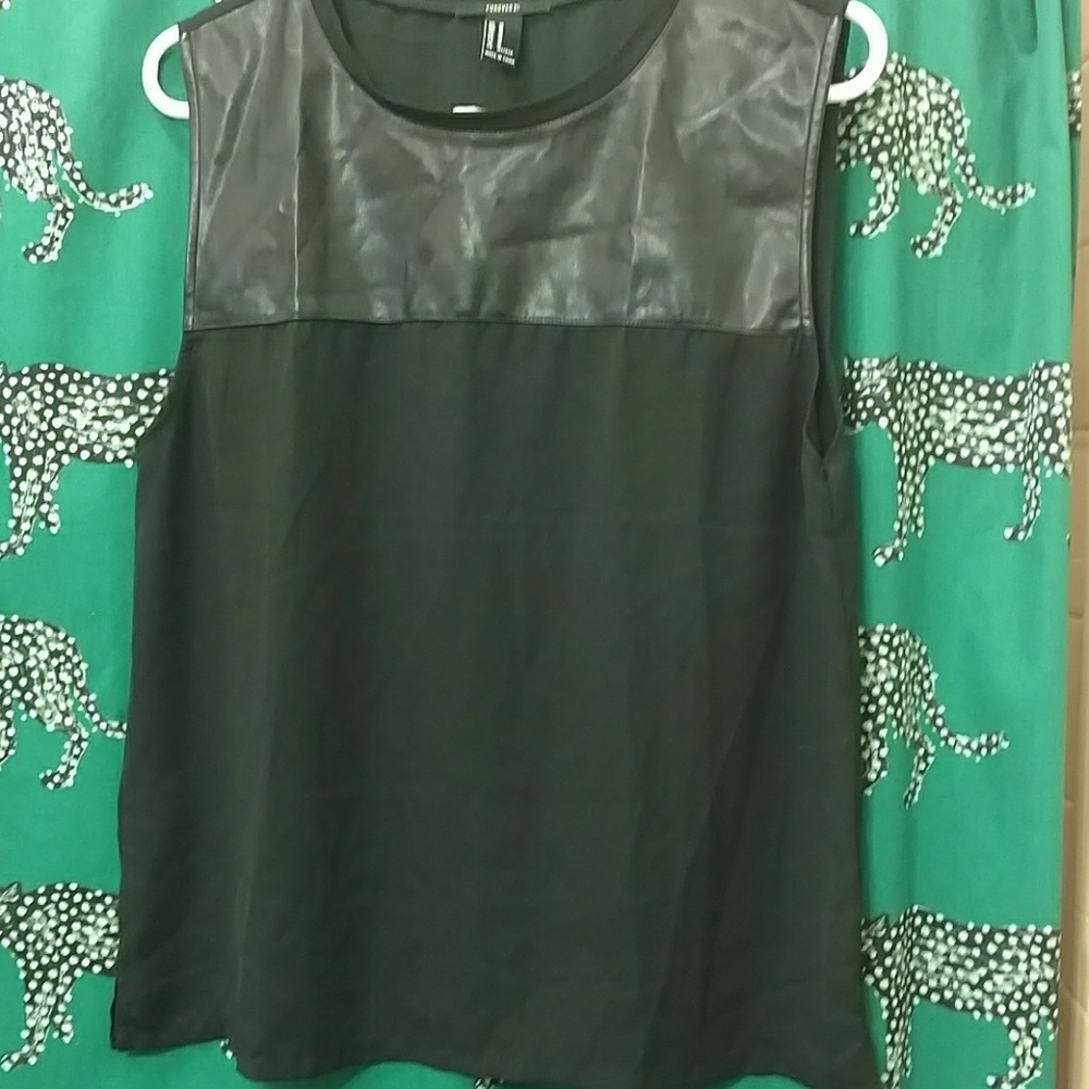 Never worn faux leather panel top